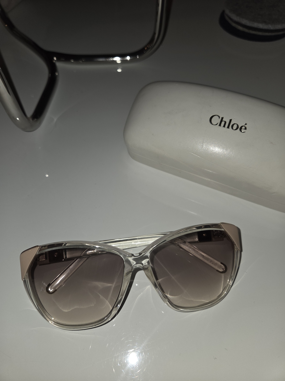 Chloé Clear Frame Sunglasses with Tinted Lenses